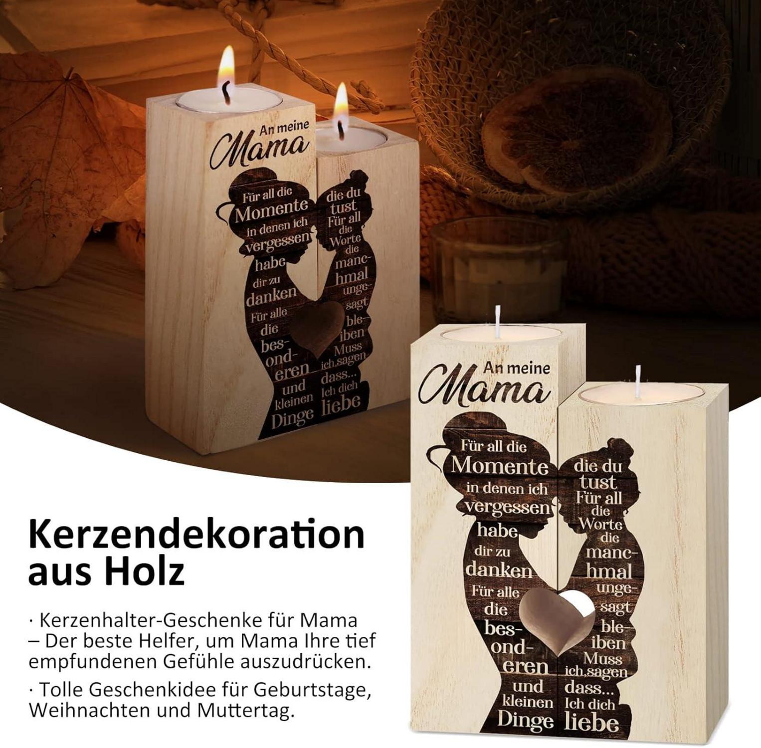 Personalisierter Holz Kerzenhalter Mutter Tochter Geschenk