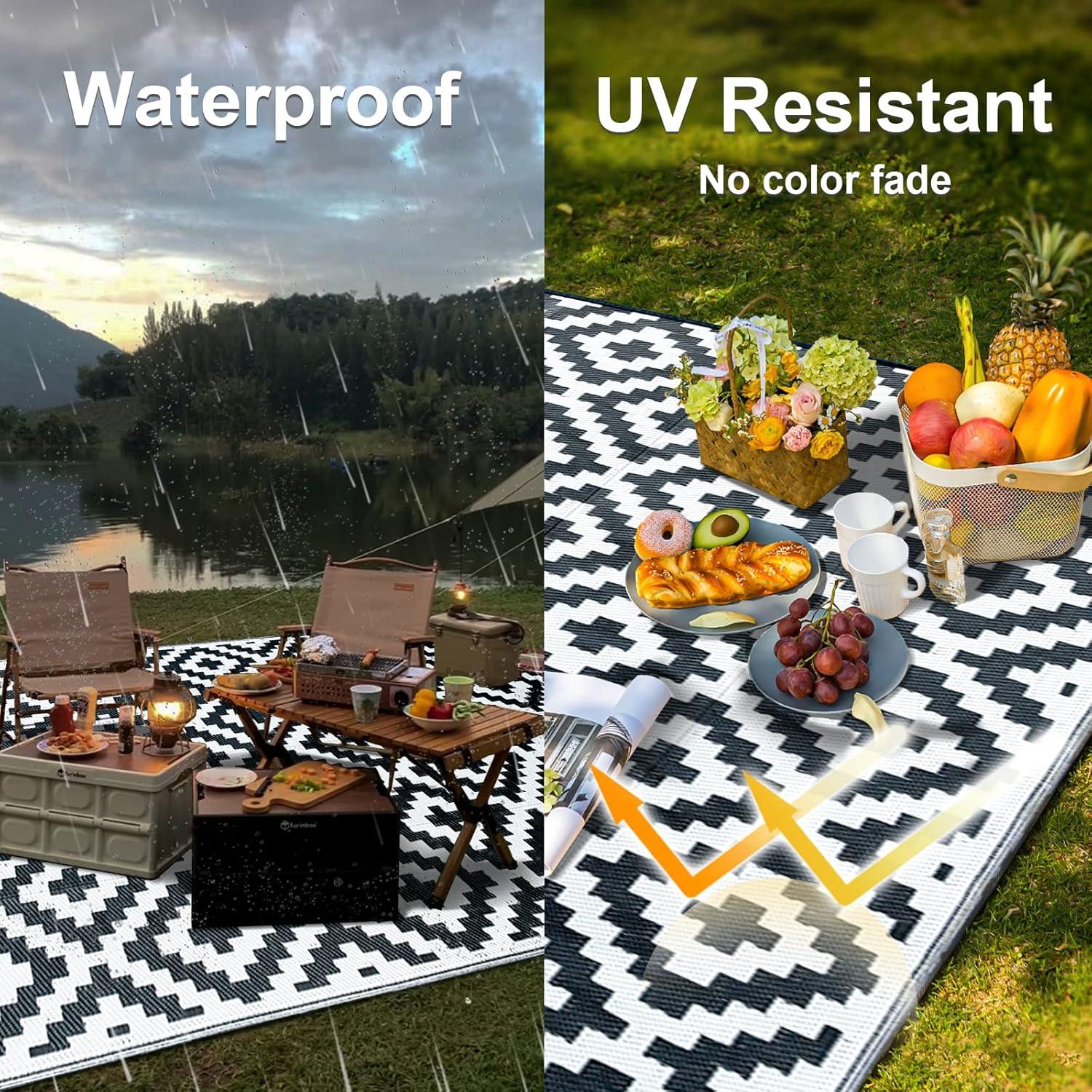 Wetterfester Outdoor Teppich 150x240cm für Balkon und Garten