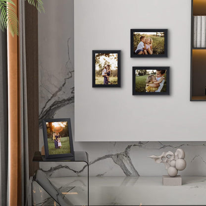 Bilderrahmen Set 15x20 cm Schwarz Wand Tisch 6er-Set hochwertiges Geschenk