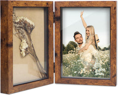 Bilderrahmen für 2 Fotos faltbar Shadow Box Rustikales Dekor