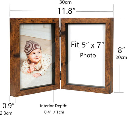 Shampsen 13x18 Bilderrahmen für 2 Fotos faltbar Braun Shadow Box Rustikales Dekor