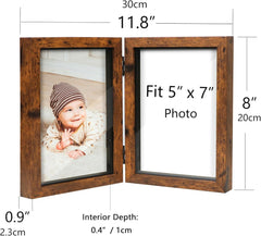 Shampsen 13x18 Bilderrahmen für 2 Fotos faltbar Braun Shadow Box Rustikales Dekor