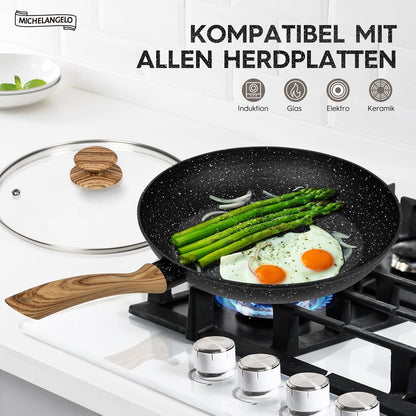 MICHELANGELO Antihaft-Granitpfanne mit Deckel 26cm, induktionskompatibel
