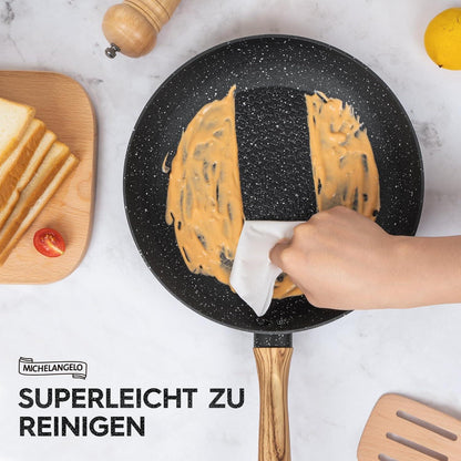 Antihaft-Pfanne 26cm mit Deckel, gesunde Granit-Bratpfanne, induktionsgeeignet