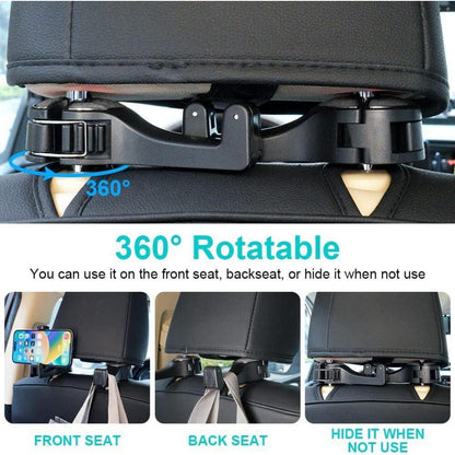 URAQT Auto Kopfstützen Haken mit Handyhalterung 360° drehbar