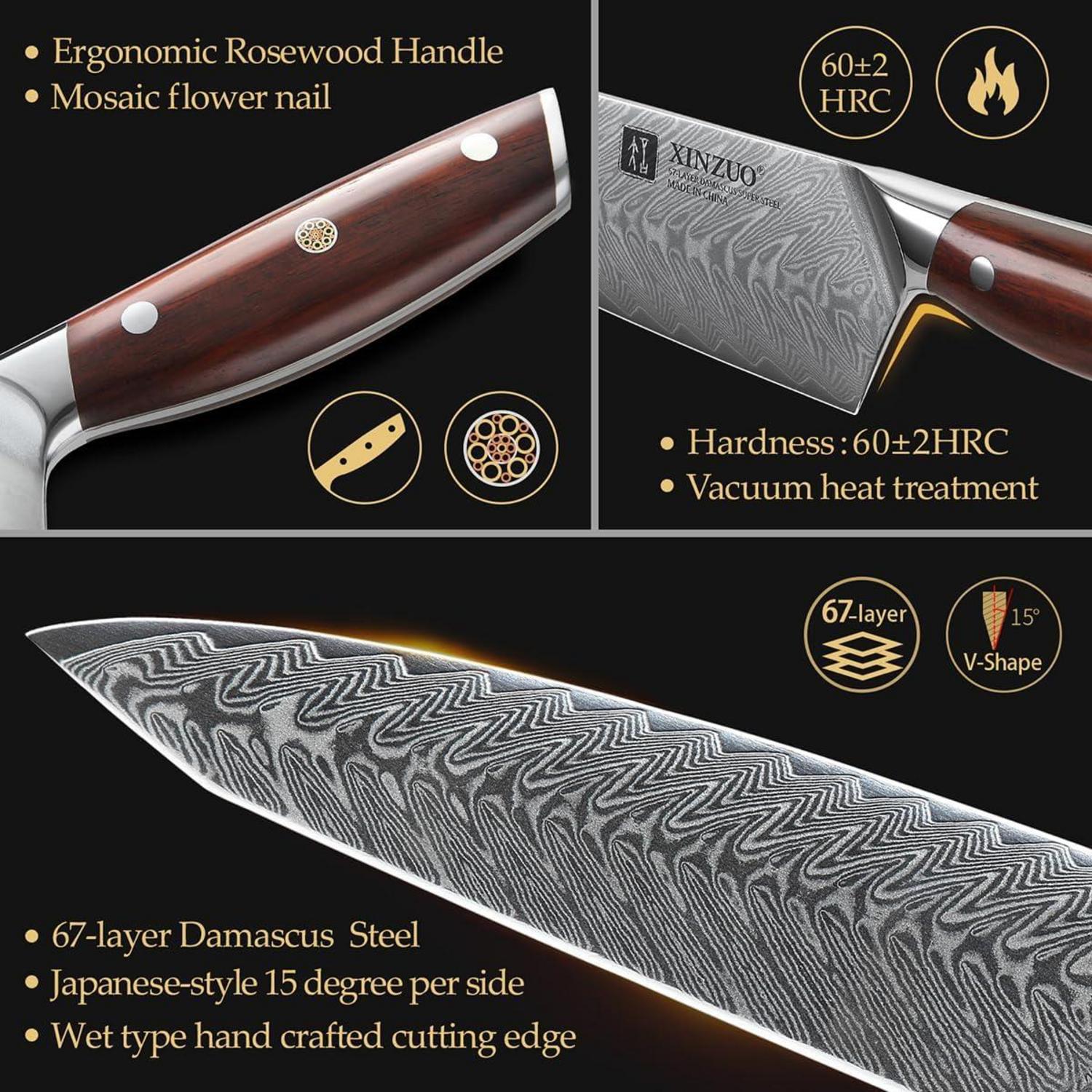 Damaststahl Kochmesser 21cm Profi Kiritsuke Chefmesser Gyuto