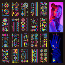 Neon Gesichtstattoo Klebetattoos Glitzer Party Schwarzlicht UV 20