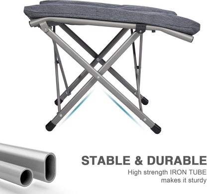 Fußhocker klappbar 47cm Höhe gepolstert grau Gartensessel