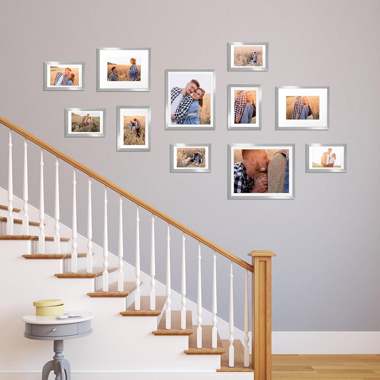 Bilderrahmen Set für Fotos 9x13 cm, Silber Collage Rahmen 10er Pack