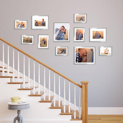 Bilderrahmen Set für Fotos 9x13 cm, Silber Collage Rahmen 10er Pack