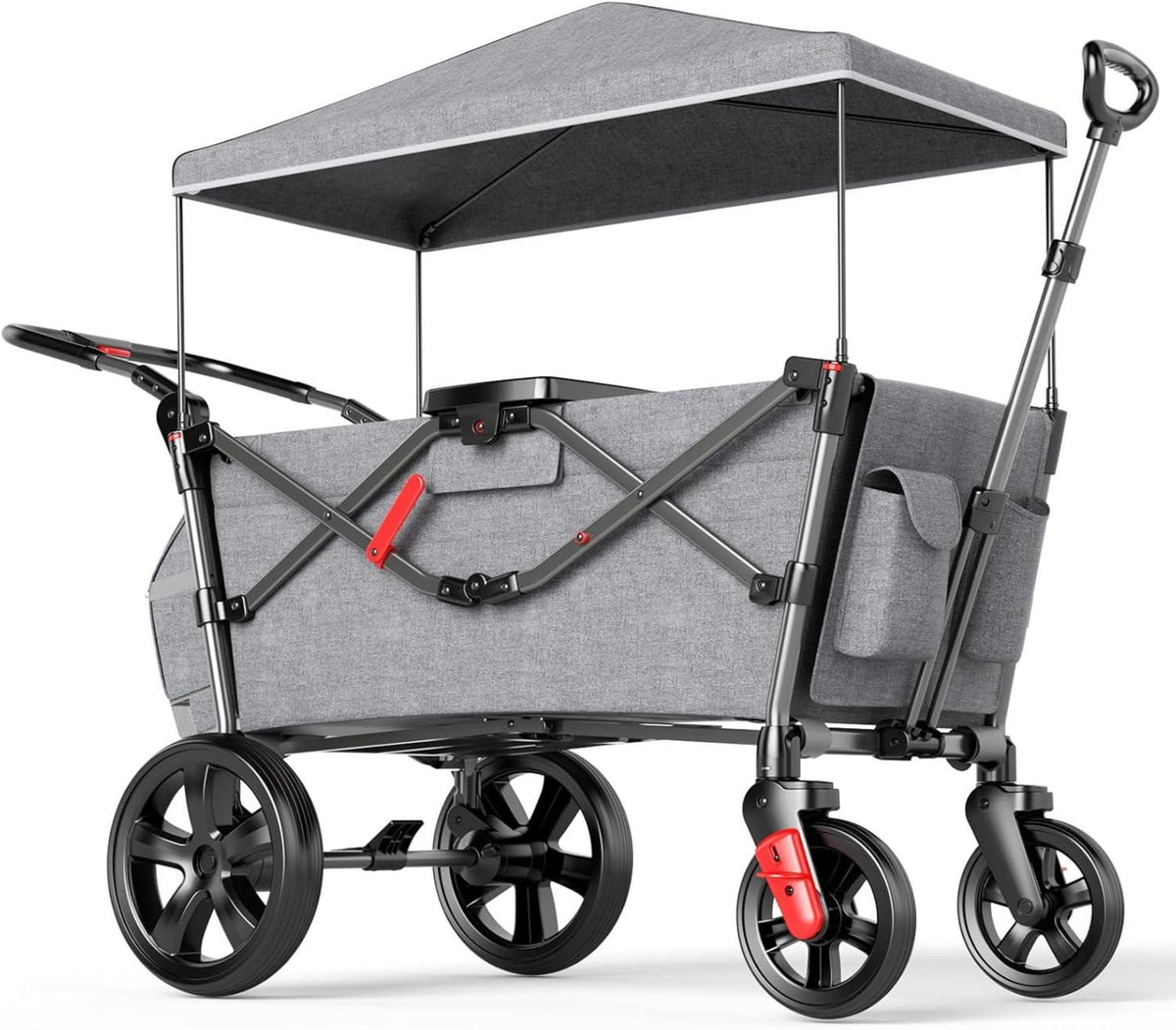 Klappbarer Bollerwagen mit Dach und Sicherheitsgurt
