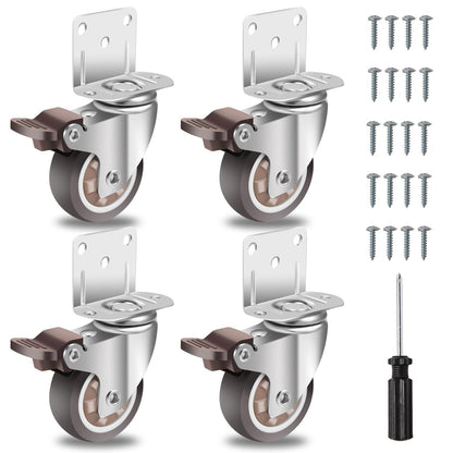 Montageplatte Möbelrollen Gummi 50mm 4 Bremse 270kg - 4er-Set