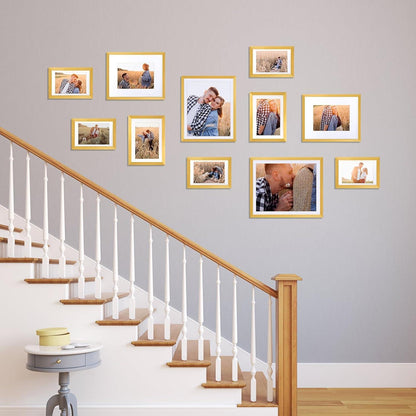 Bilderrahmen Collage Set für 10x15 und 13x18 cm Fotos Gold
