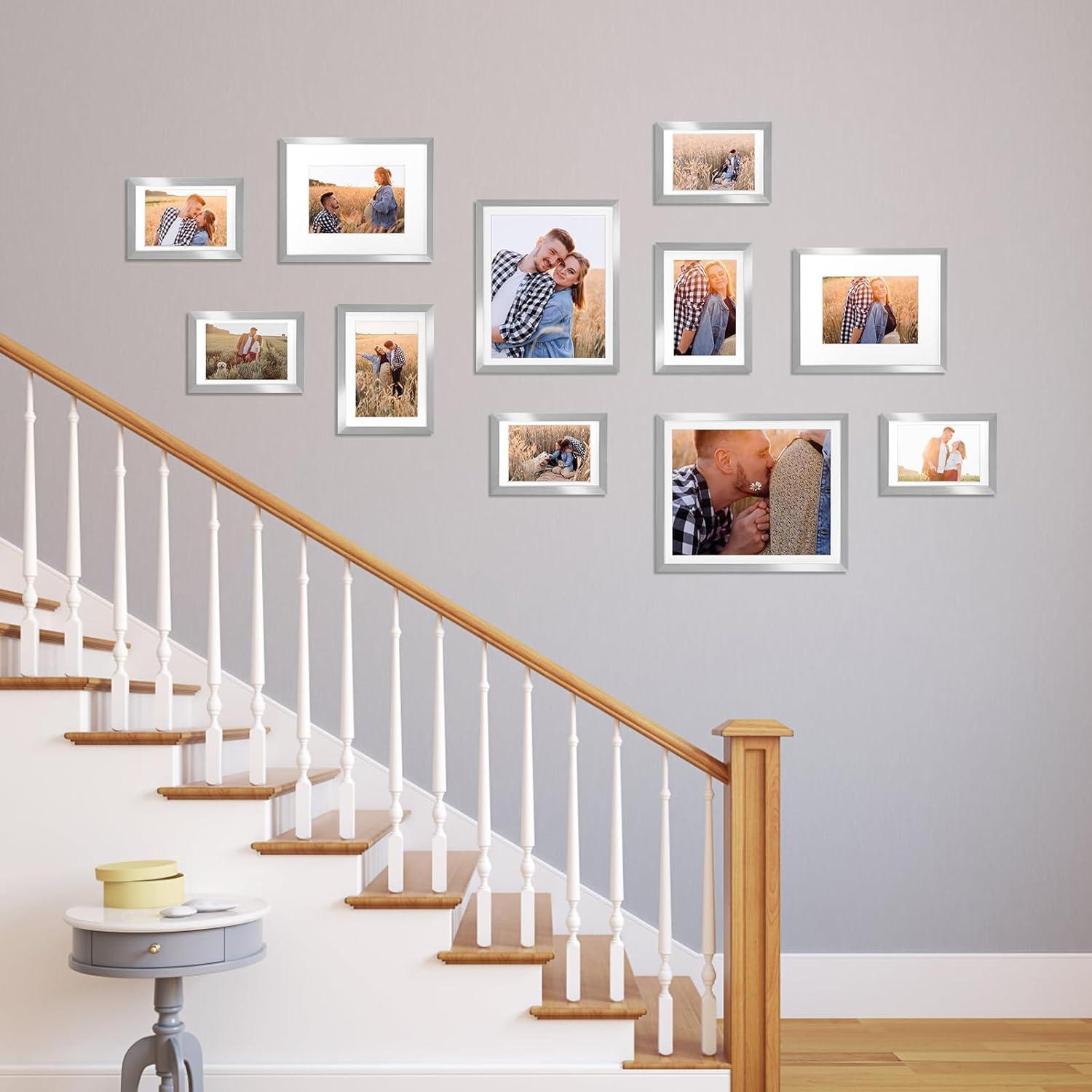 Bilderrahmen Set für Fotos 10x15/13x18 cm Silber Wand- Tischaufsteller