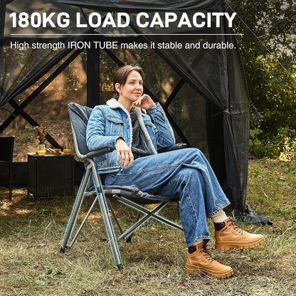 Faltbarer Campingstuhl 6CM Gepolstert 120KG Belastbar Grau