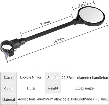 Fahrradspiegel 2er Set 360° Einstellbarer Rückspiegel für Lenker