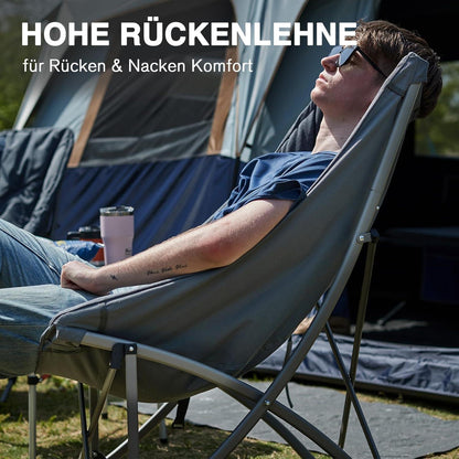 Luxus Campingstuhl Faltbar 6CM Gepolstert Hohe Rückenlehne