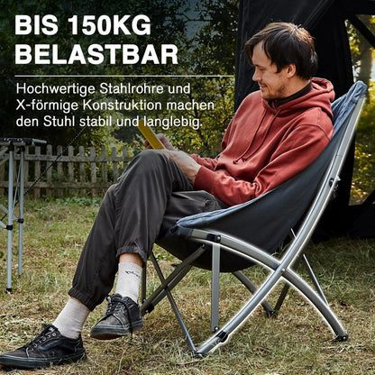 Luxus Campingstuhl Faltbar 6CM Gepolstert Hohe Rückenlehne