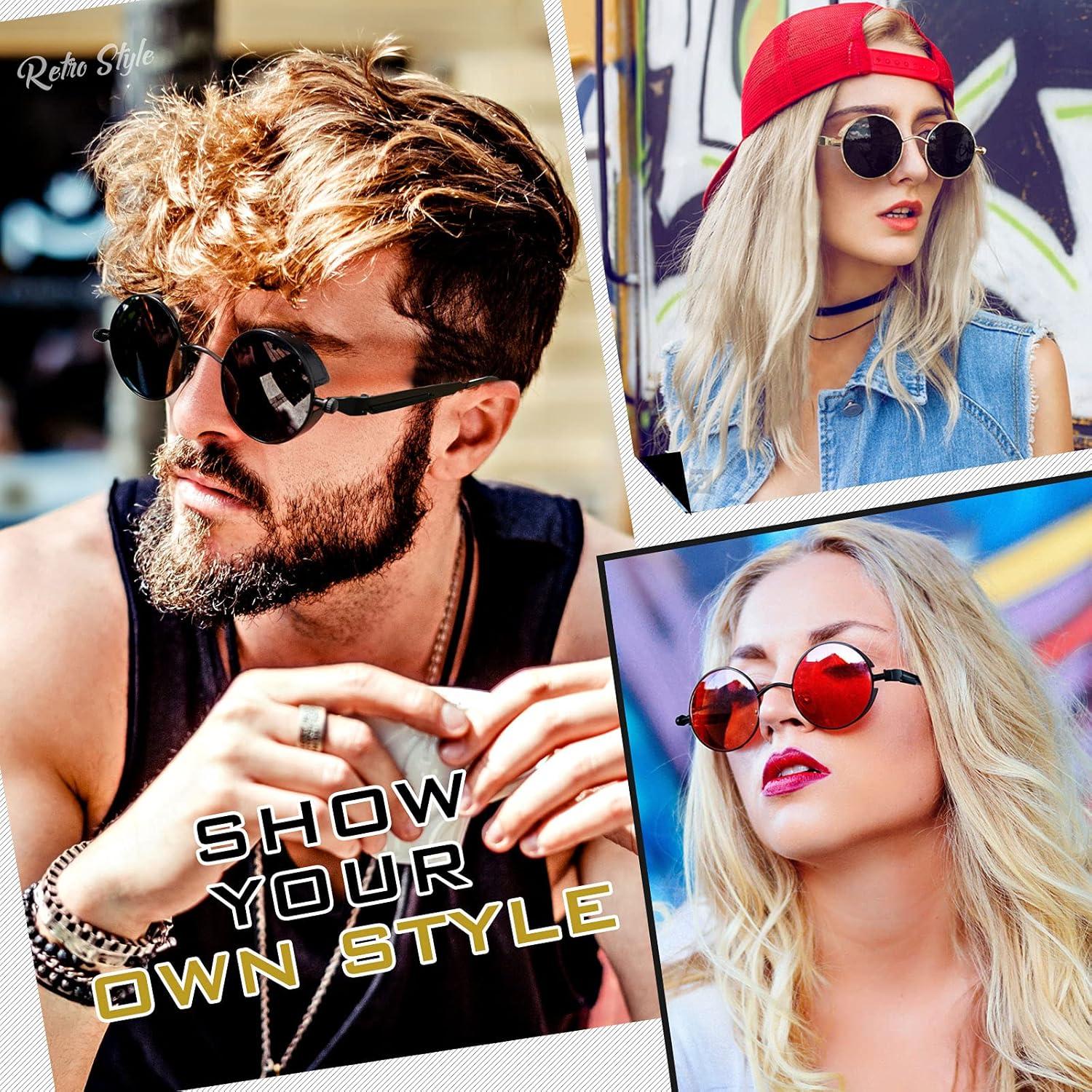 GQUEEN Retro Runde Polarisierte Steampunk Sonnenbrille UV400