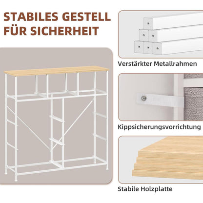 Kommode mit 9 Stoffschubladen – Aschgrau, 100x30x99 cm