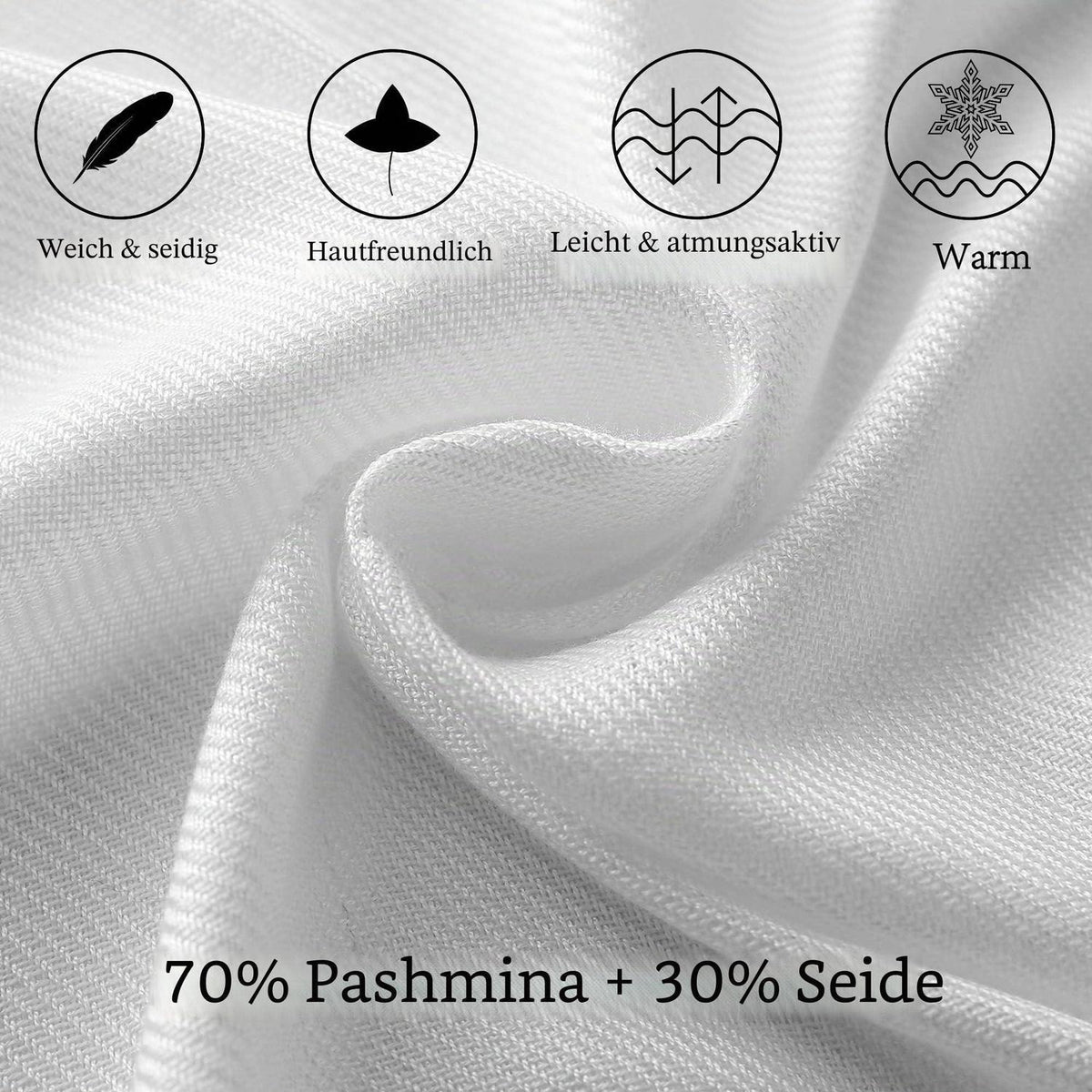 Pashmina Schal Damen Stola Elegant Weiß