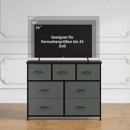 Somdot Kommode mit 7 Stoffschubladen, Kohlegrau