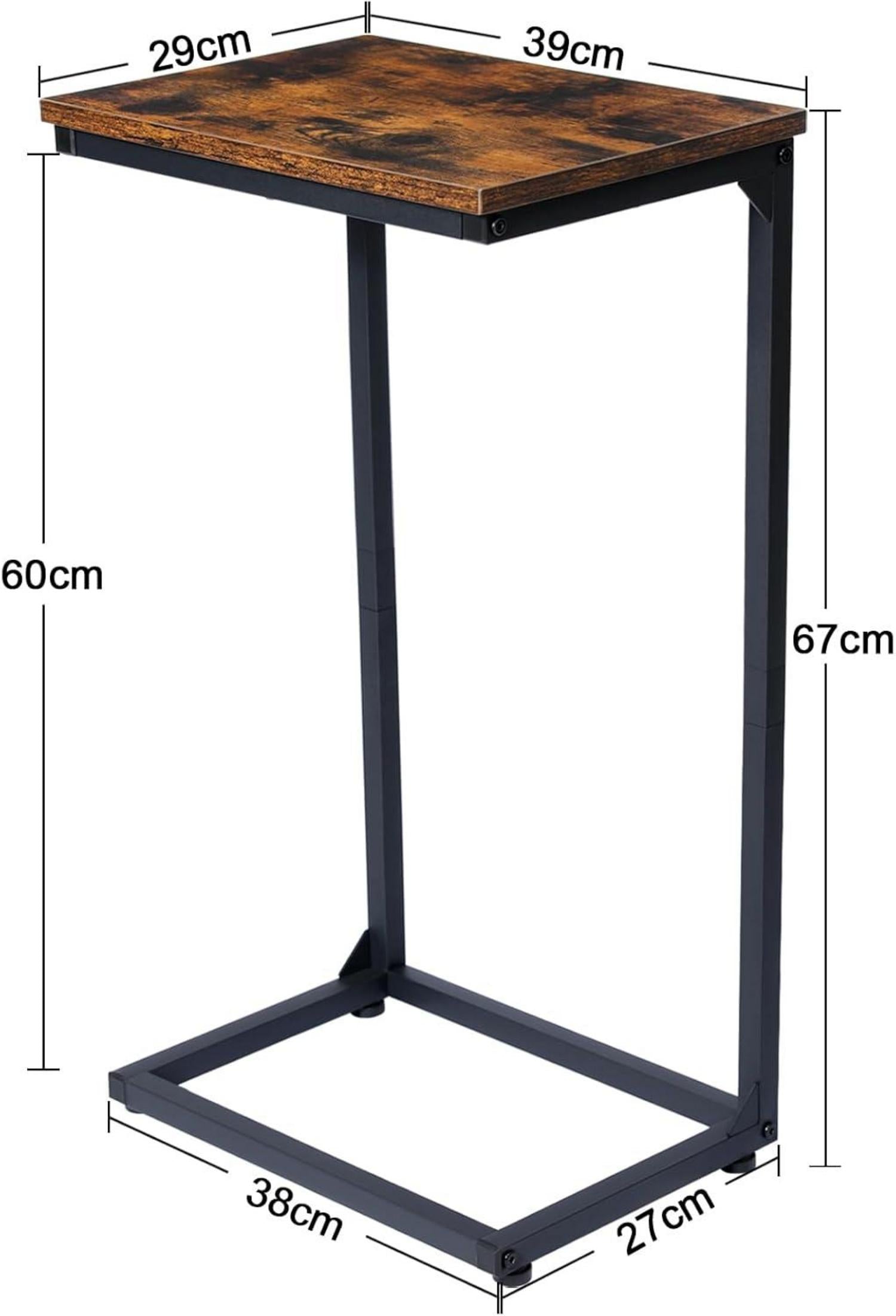 Beistelltisch 2er Set C Form Couchtisch Holz Braun Metallgestell