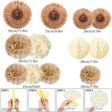 Vintage Pompons Deko Set für Hochzeit und Party, 12 Stück