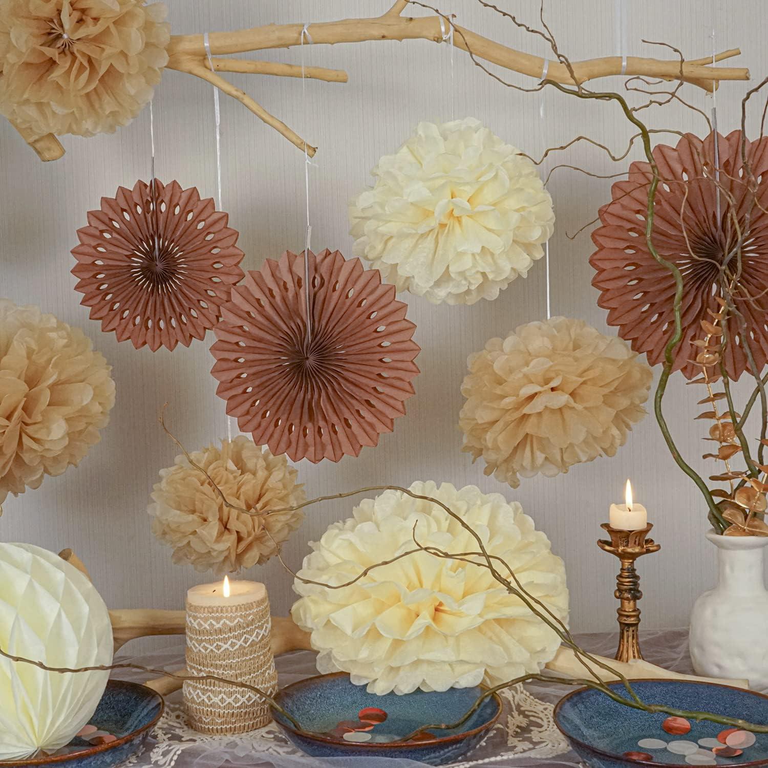 Vintage Boho Pompons Party Deko 12 Stück - Hochzeitsdeko romantisch