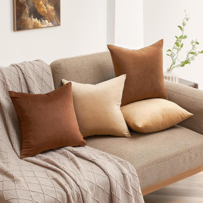 Topfinel Kissenbezüge 40x40 Samt 4er Set Braun Farbverlauf