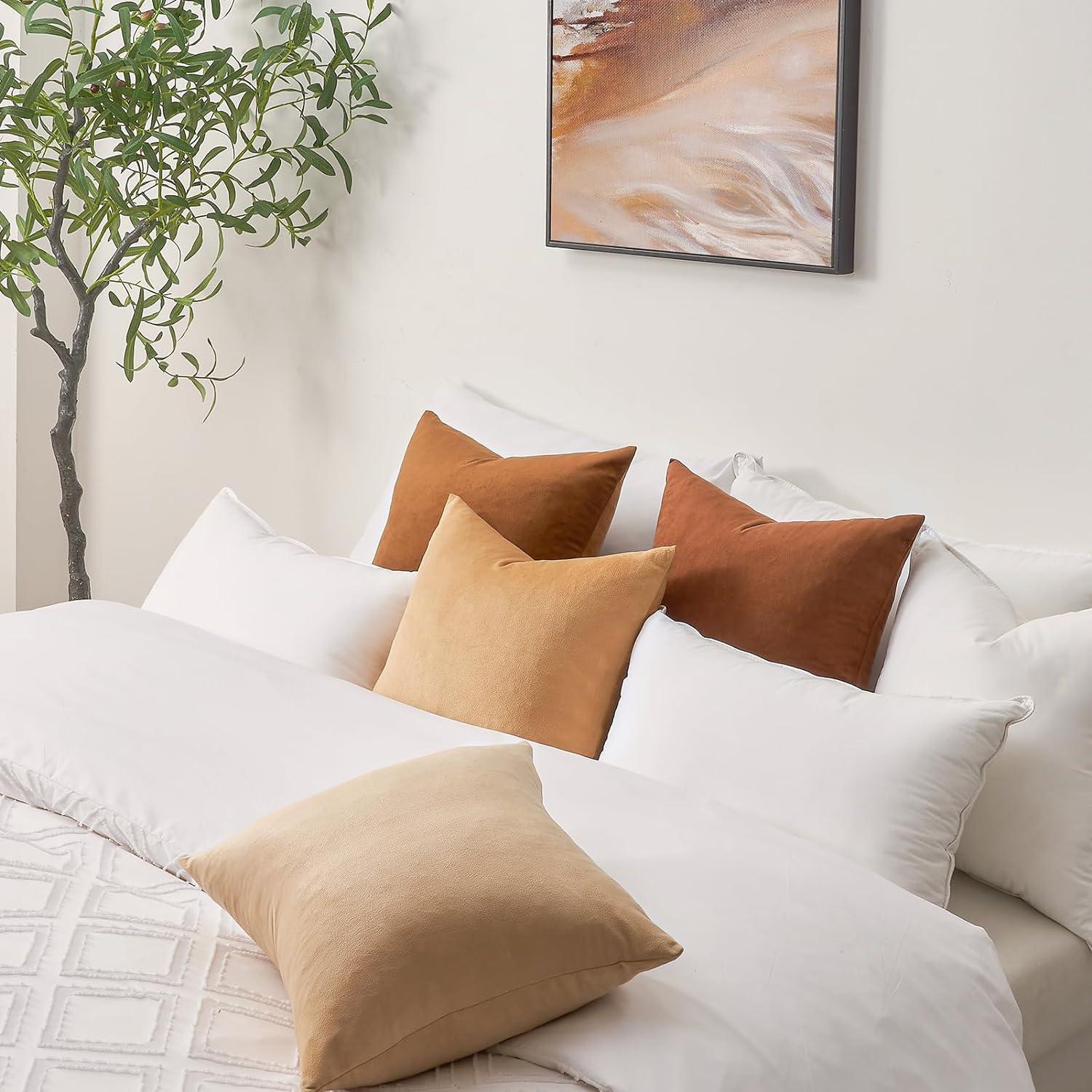 Kissenbezüge Samt 4er Set Braun 40x40cm Wohnzimmer Sofa