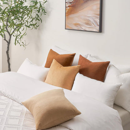Kissenbezüge Samt 4er Set Braun 40x40cm Wohnzimmer Sofa