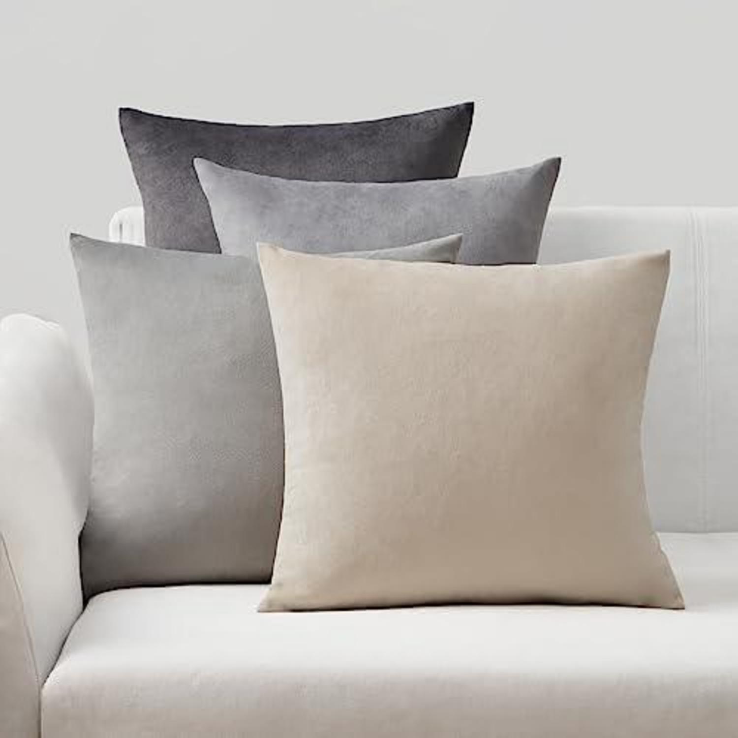 Kissenbezug Set Samt Grau 40x40cm 4er Topfinel Zierkissen Sofakissen