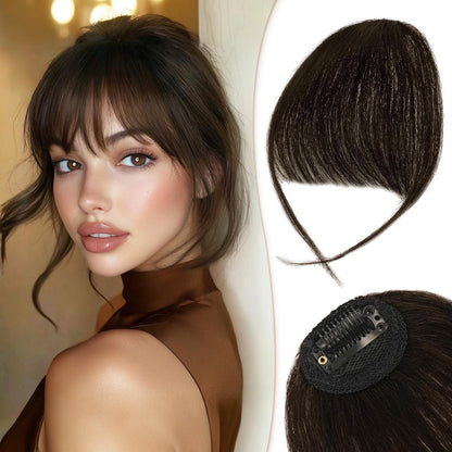 Echthaar Pony Clip-In Braun Schwarz | Natürlicher Look