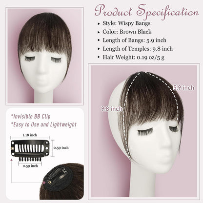 Echthaar Pony Clip-In Braun Schwarz | Natürlicher Look