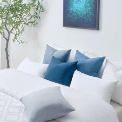 Kissenbezüge blau Samt 40x40 4er Set Zierkissen Wohnzimmer Sofa