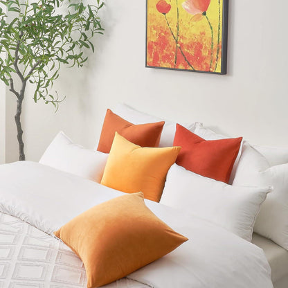 Topfinel Herbst Kissenbezug 40x40 Gelb Samt 4er Set Sofa Deko Zierkissen