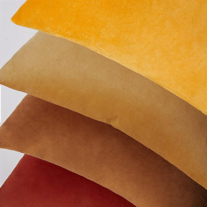 Herbst Kissenbezüge 40x40 gelb Samt 4er Set flauschig Zierkissen