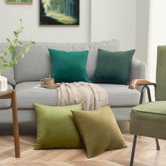 Kissenbezug Samt 4er Set grün 40x40cm Zierkissen Sofa Schlafzimmer
