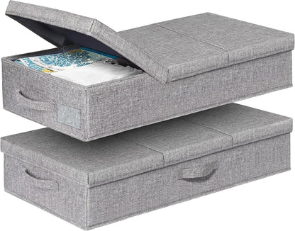 unterbett aufbewahrung poco Faltbare Unterbett Aufbewahrungsbox 2er Set 15cm Hoch Grau – LuxusKollektion