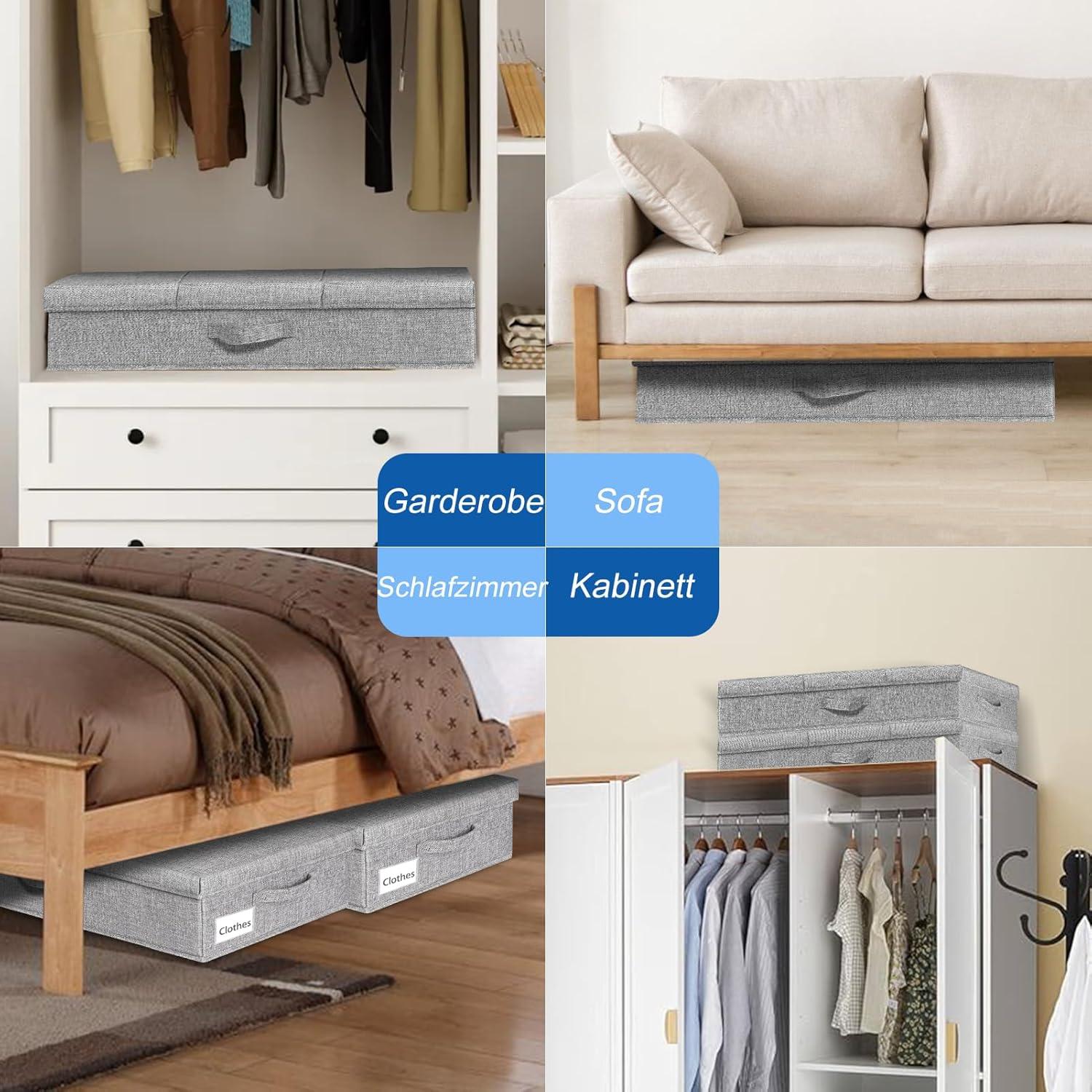 Faltbare Unterbett Aufbewahrungsbox 2er Set 15cm Hoch Grau