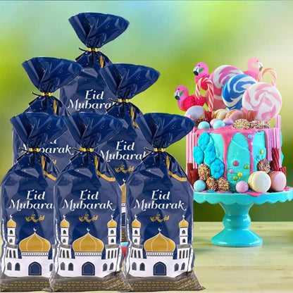 100 Ramadan Eid Mubarak Geschenktüten mit Gold Twist Krawatten