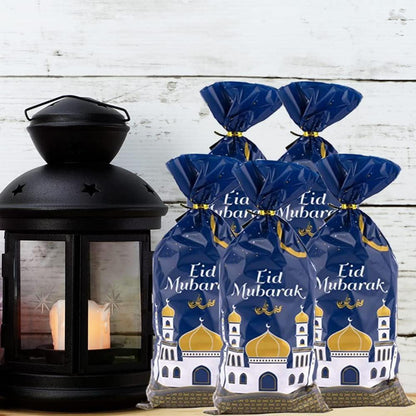 100 Ramadan Eid Mubarak Geschenktaschen mit Gold Twist Krawatten