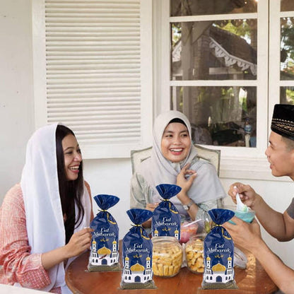 100 Ramadan Eid Mubarak Geschenktüten mit Gold Twist Krawatten