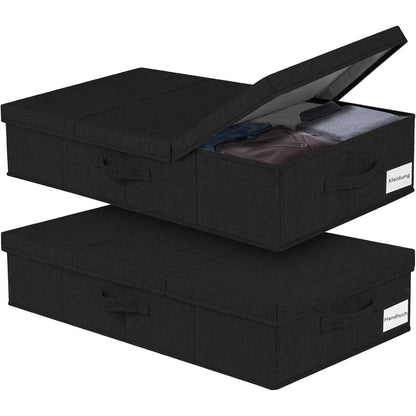Faltbare Unterbett Aufbewahrungsboxen 2 Stück Schwarz 15cm Hoch