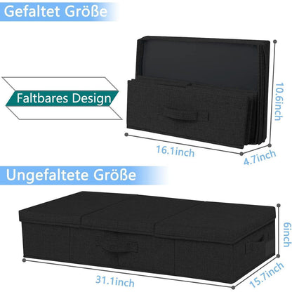 Faltbare Unterbett Aufbewahrungsboxen 2 Stück Schwarz 15cm Hoch