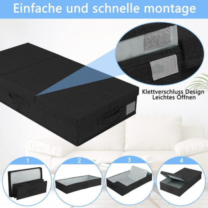 Faltbare Unterbett Aufbewahrungsboxen 2 Stück Schwarz 15cm Hoch