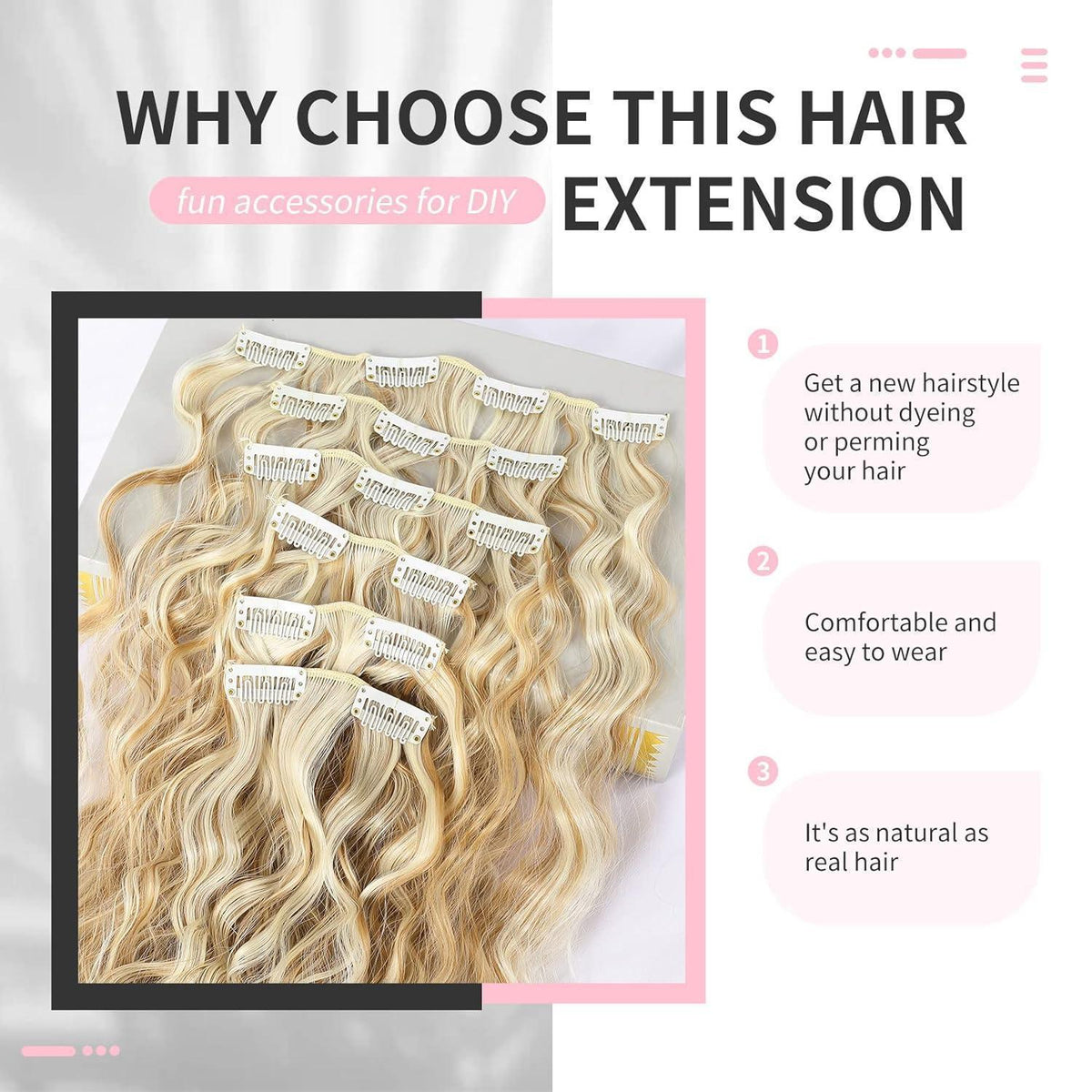 60cm Lange Wellige Haarverlängerung Blond mit Hellblond