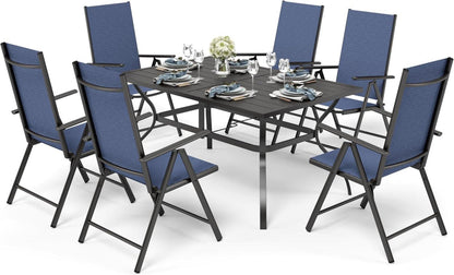 Gartenmöbel Set 6 Stühle mit Tisch Wetterfest Grau Metall