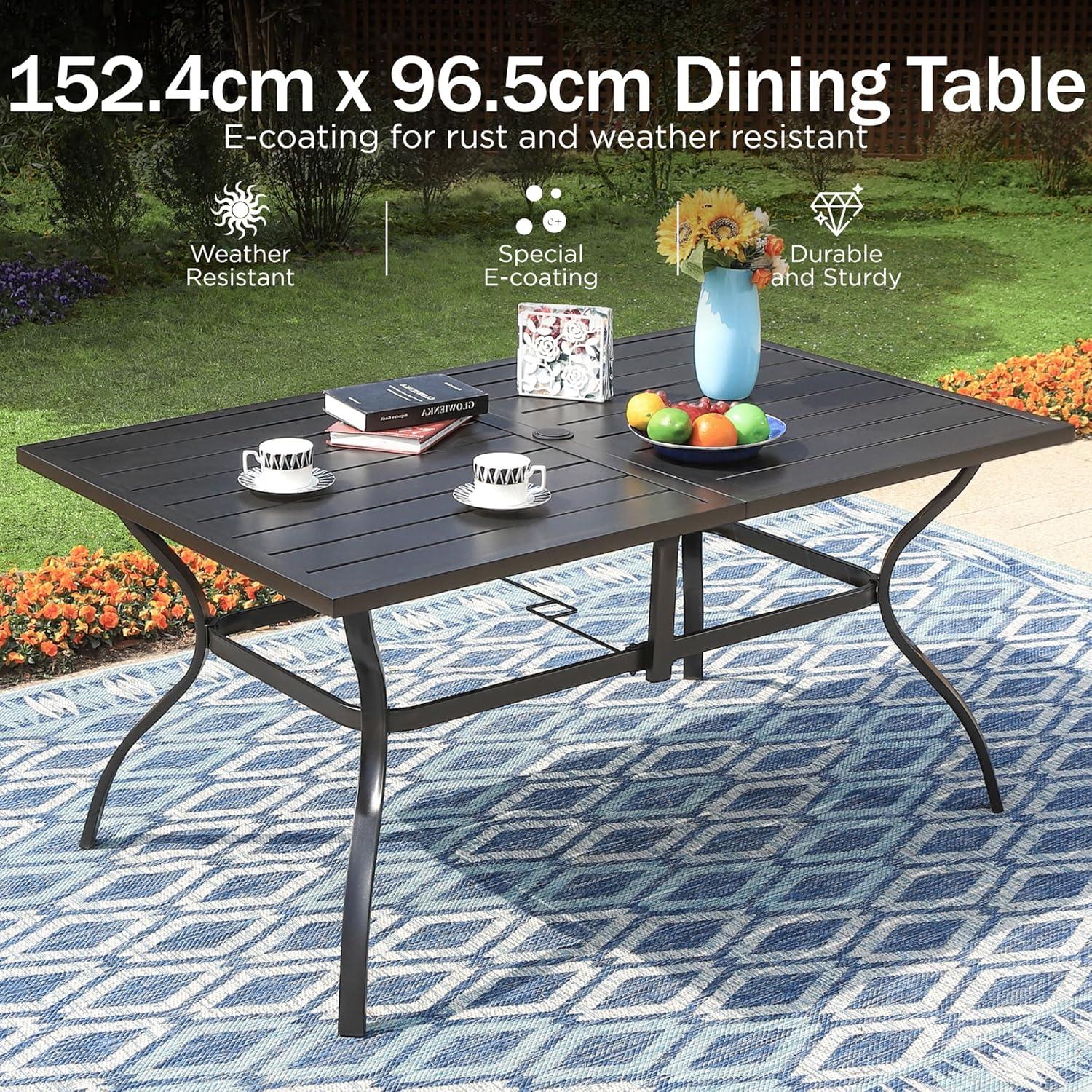 Gartenmöbel Set 6 Stühle mit Tisch Wetterfest 152x95 Metall Klappbar